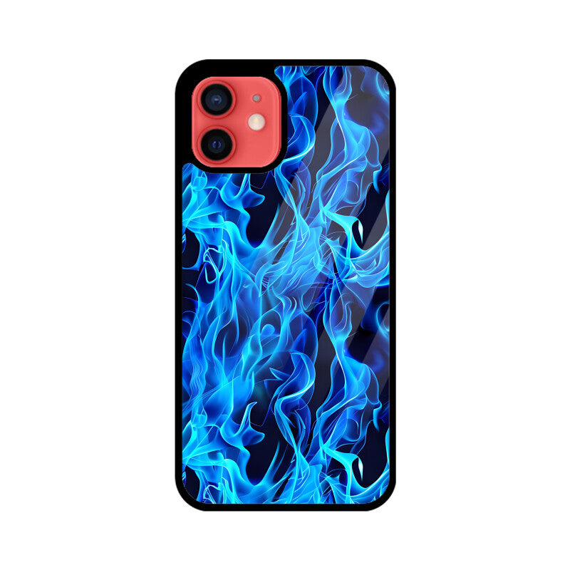 Blue Splash Fire Flame Pattern - Apple iPhone Glass Phone Cases - All Models Available