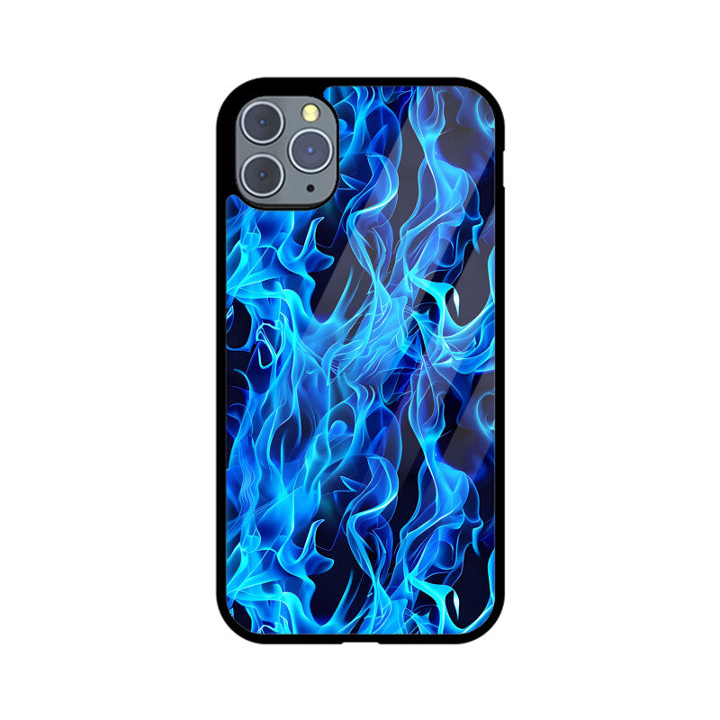 Blue Splash Fire Flame Pattern - Apple iPhone Glass Phone Cases - All Models Available