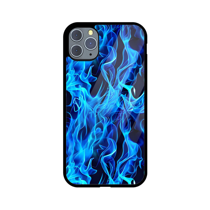 Blue Splash Fire Flame Pattern - Apple iPhone Glass Phone Cases - All Models Available