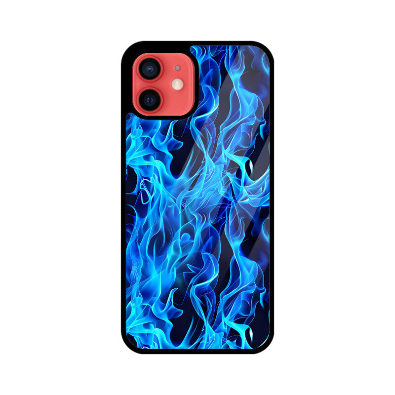 Blue Splash Fire Flame Pattern - Apple iPhone Glass Phone Cases - All Models Available