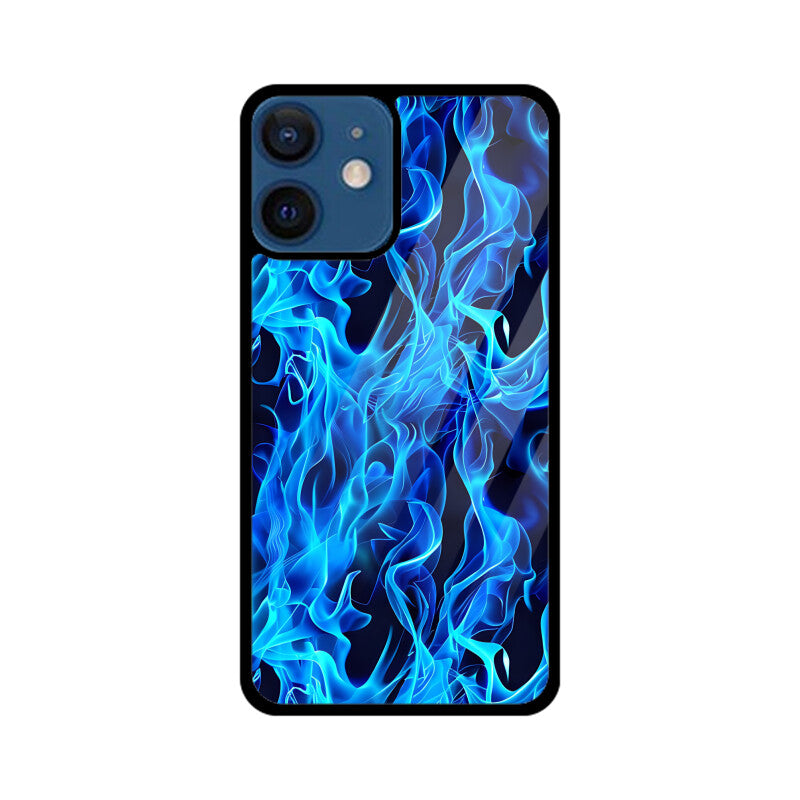 Blue Splash Fire Flame Pattern - Apple iPhone Glass Phone Cases - All Models Available