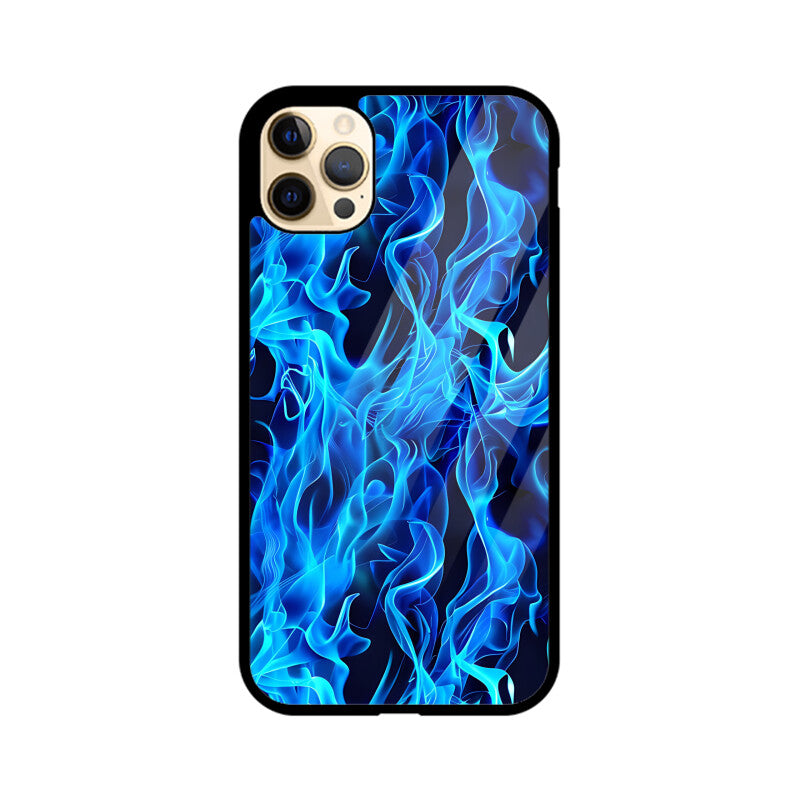 Blue Splash Fire Flame Pattern - Apple iPhone Glass Phone Cases - All Models Available