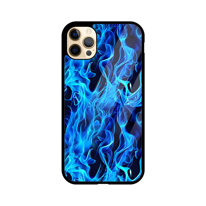 Blue Splash Fire Flame Pattern - Apple iPhone Glass Phone Cases - All Models Available