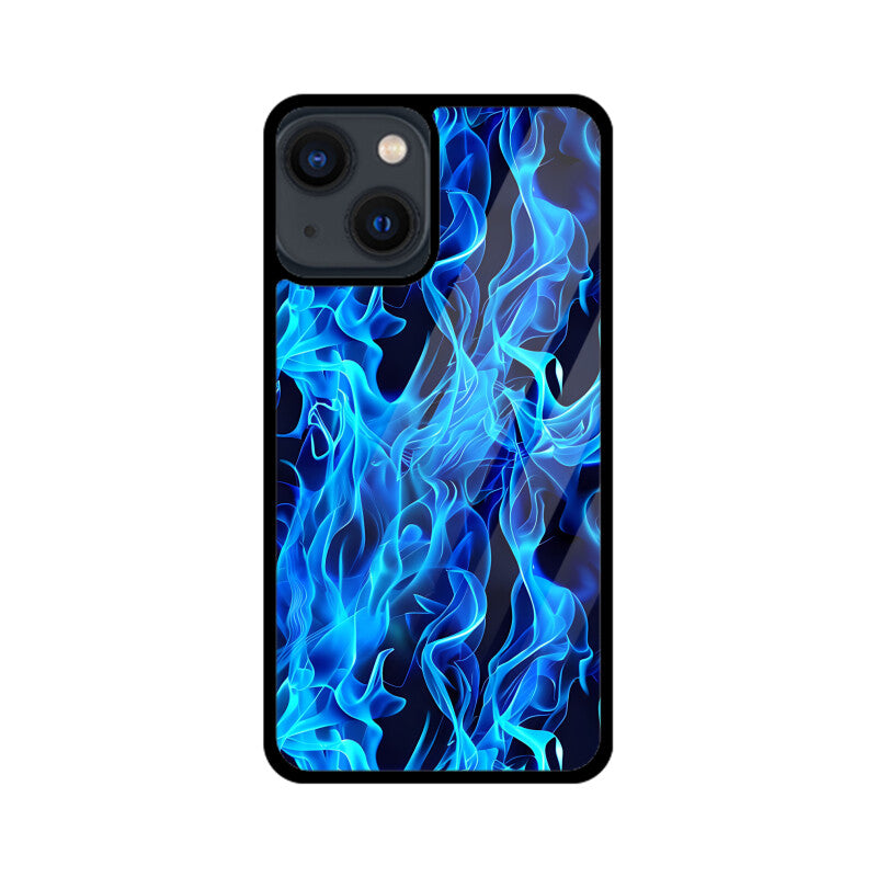 Blue Splash Fire Flame Pattern - Apple iPhone Glass Phone Cases - All Models Available