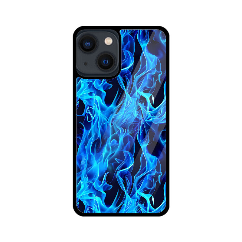 Blue Splash Fire Flame Pattern - Apple iPhone Glass Phone Cases - All Models Available