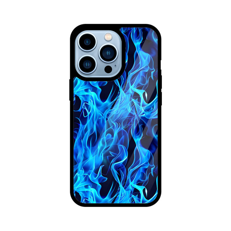 Blue Splash Fire Flame Pattern - Apple iPhone Glass Phone Cases - All Models Available