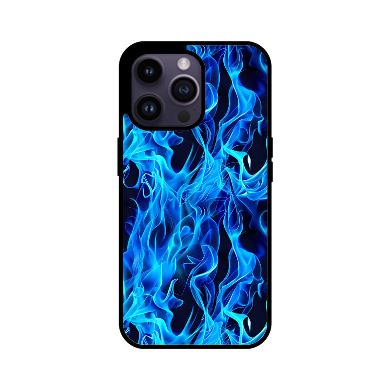 Blue Splash Fire Flame Pattern - Apple iPhone Glass Phone Cases - All Models Available