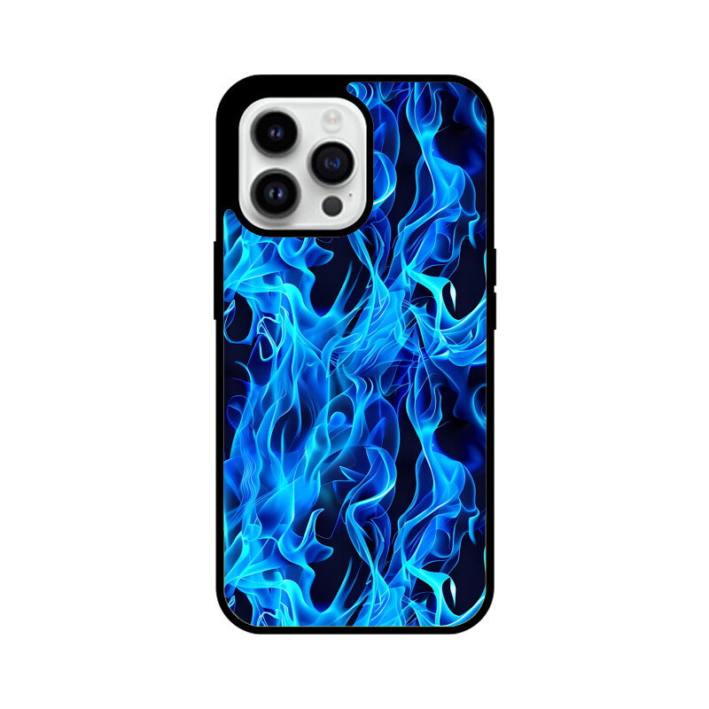 Blue Splash Fire Flame Pattern - Apple iPhone Glass Phone Cases - All Models Available