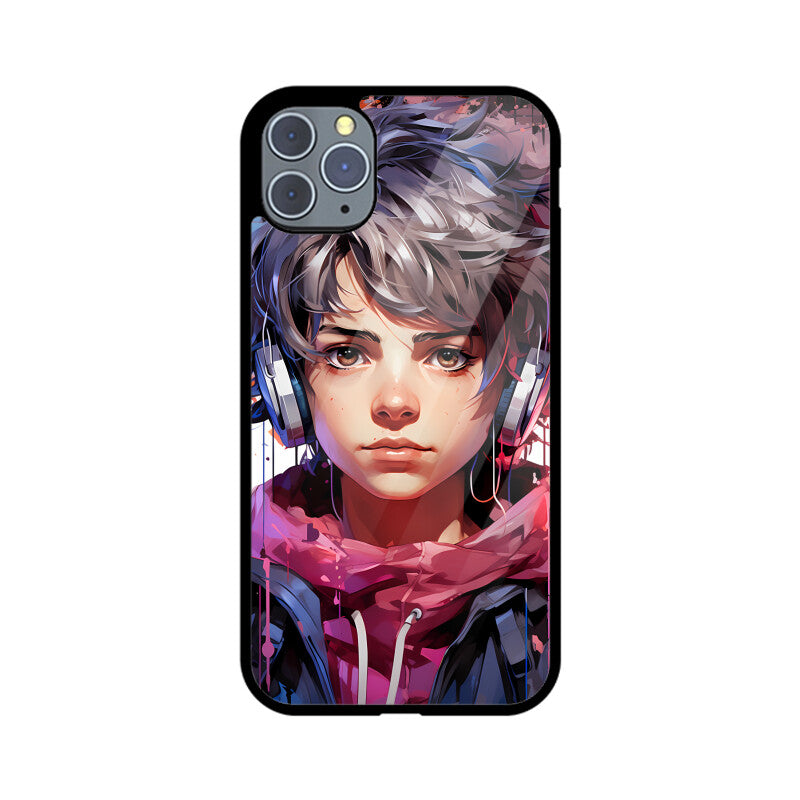 Anime Gamer Boy - Apple iPhone Glass Phone Cases - Available for all Models