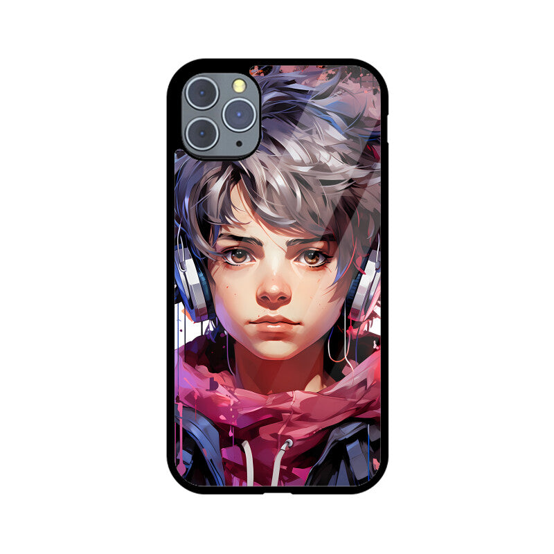 Anime Gamer Boy - Apple iPhone Glass Phone Cases - Available for all Models