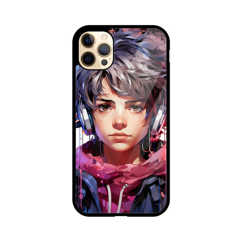 Anime Gamer Boy - Apple iPhone Glass Phone Cases - Available for all Models