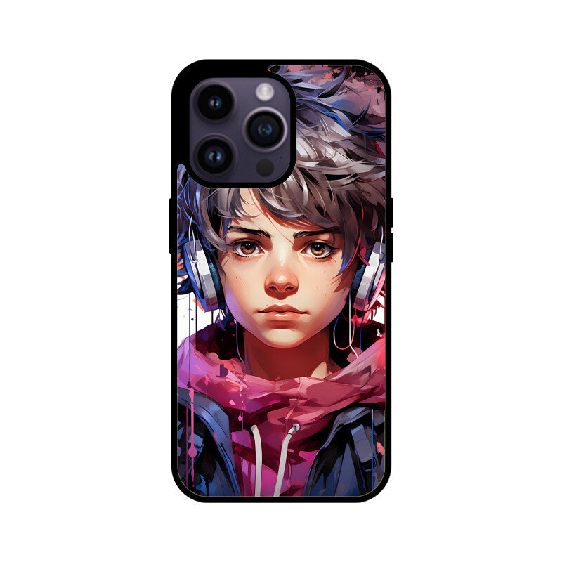 Anime Gamer Boy - Apple iPhone Glass Phone Cases - Available for all Models