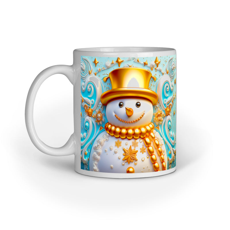 Gold Christmas Snowman Mug