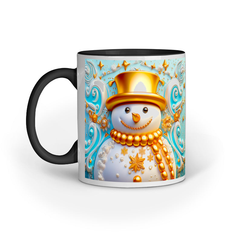 Gold Christmas Snowman Mug