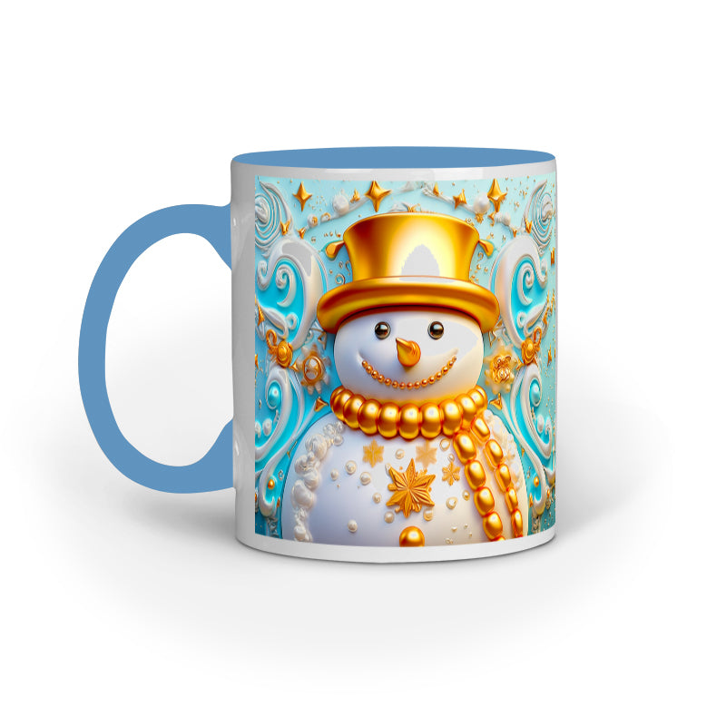 Gold Christmas Snowman Mug
