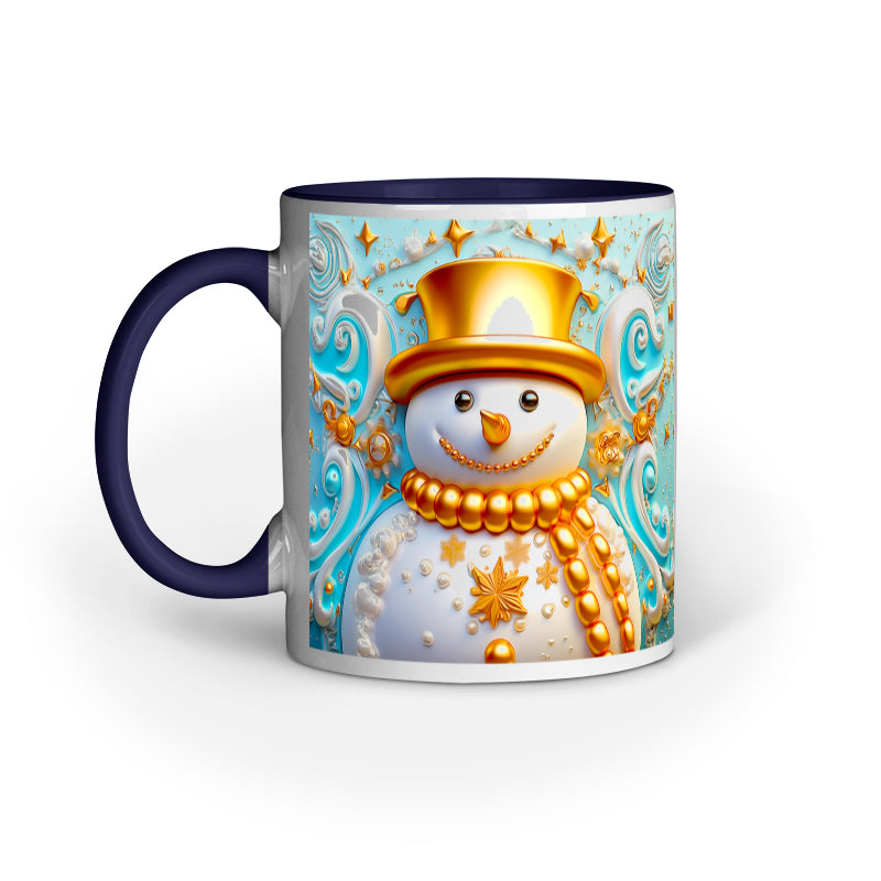 Gold Christmas Snowman Mug