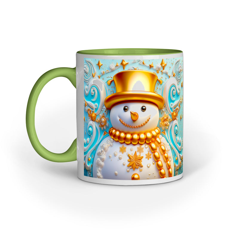 Gold Christmas Snowman Mug