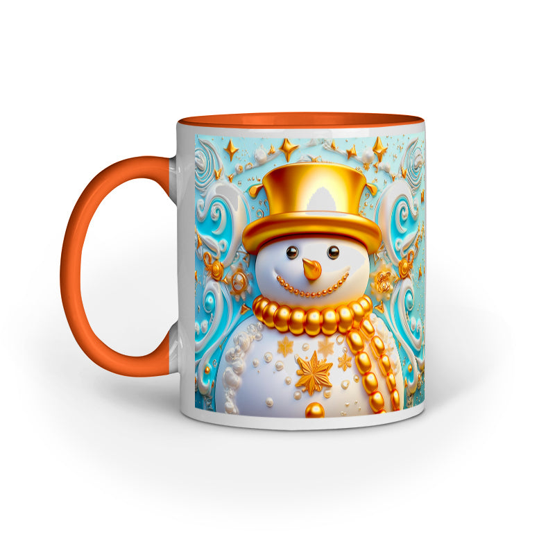 Gold Christmas Snowman Mug