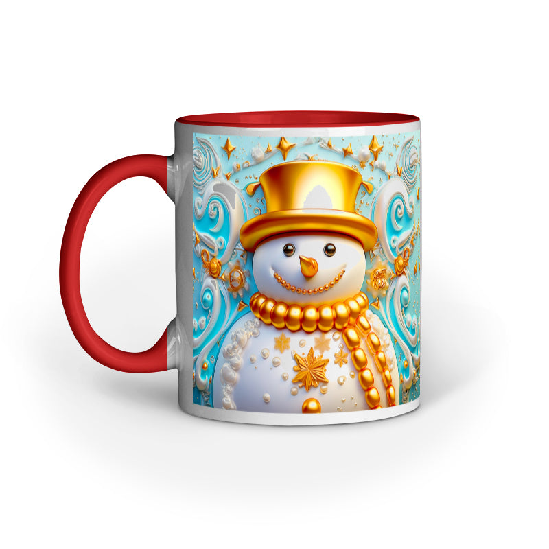 Gold Christmas Snowman Mug