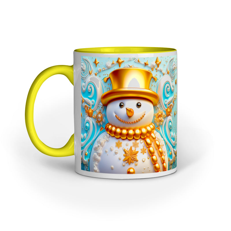 Gold Christmas Snowman Mug