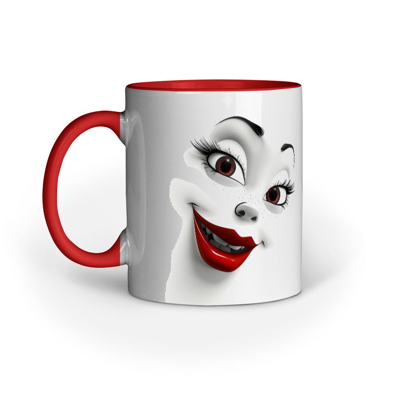 Sarcastic Woman faces with Red Lips Mug