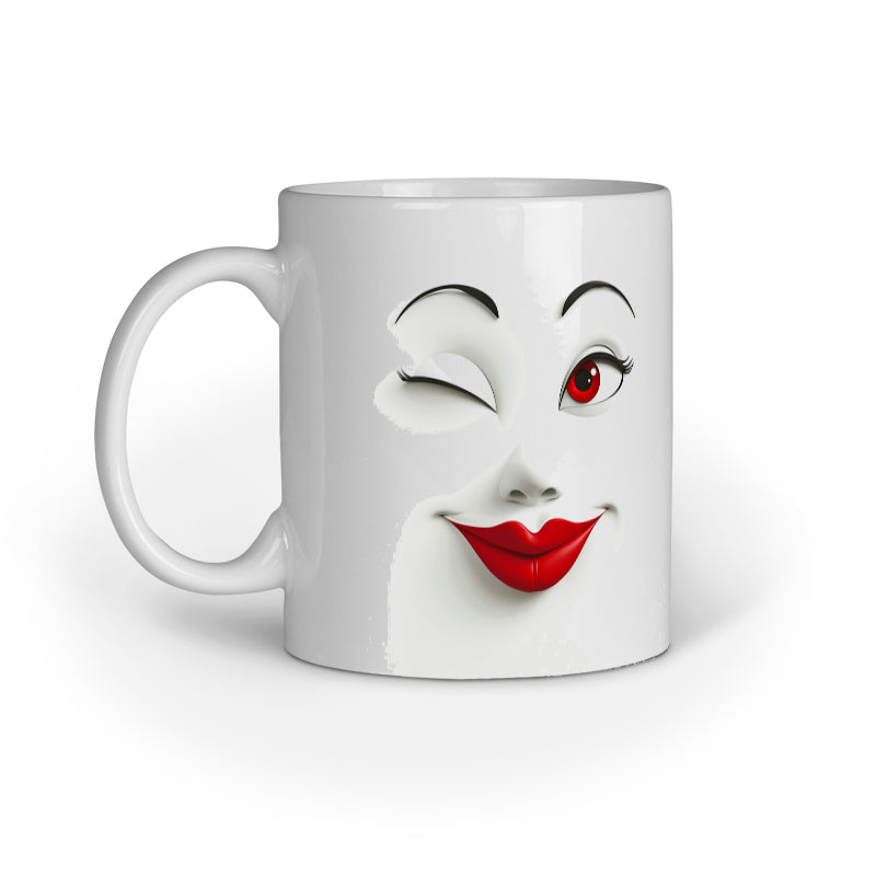 Sarcastic Woman faces with Red Lips Mug