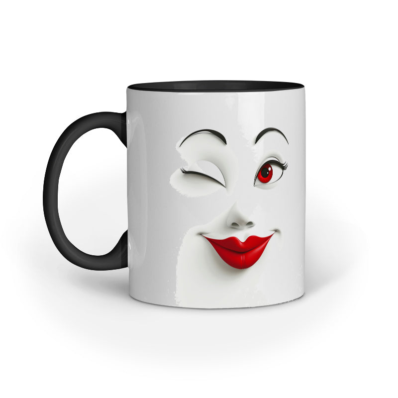 Sarcastic Woman faces with Red Lips Mug