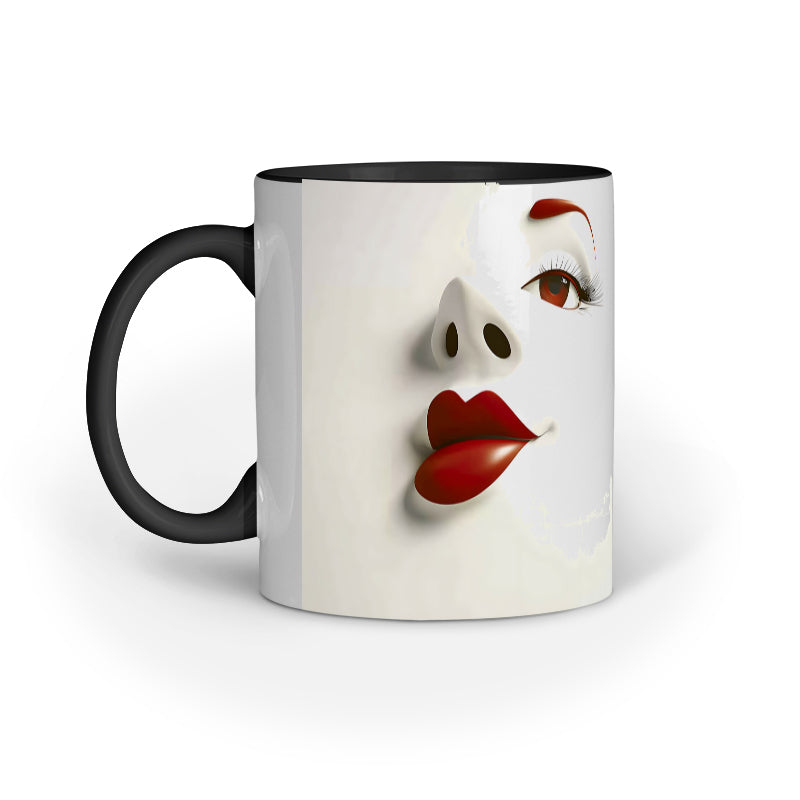 Sarcastic Woman faces with Red Lips Mug
